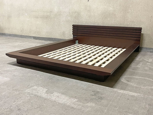 エーフラット a-flat コト KOTO ローベッド LOW BED ダブルベッドサイズ ダークブラウン アジアンモダンデザイン 定価13万 〓