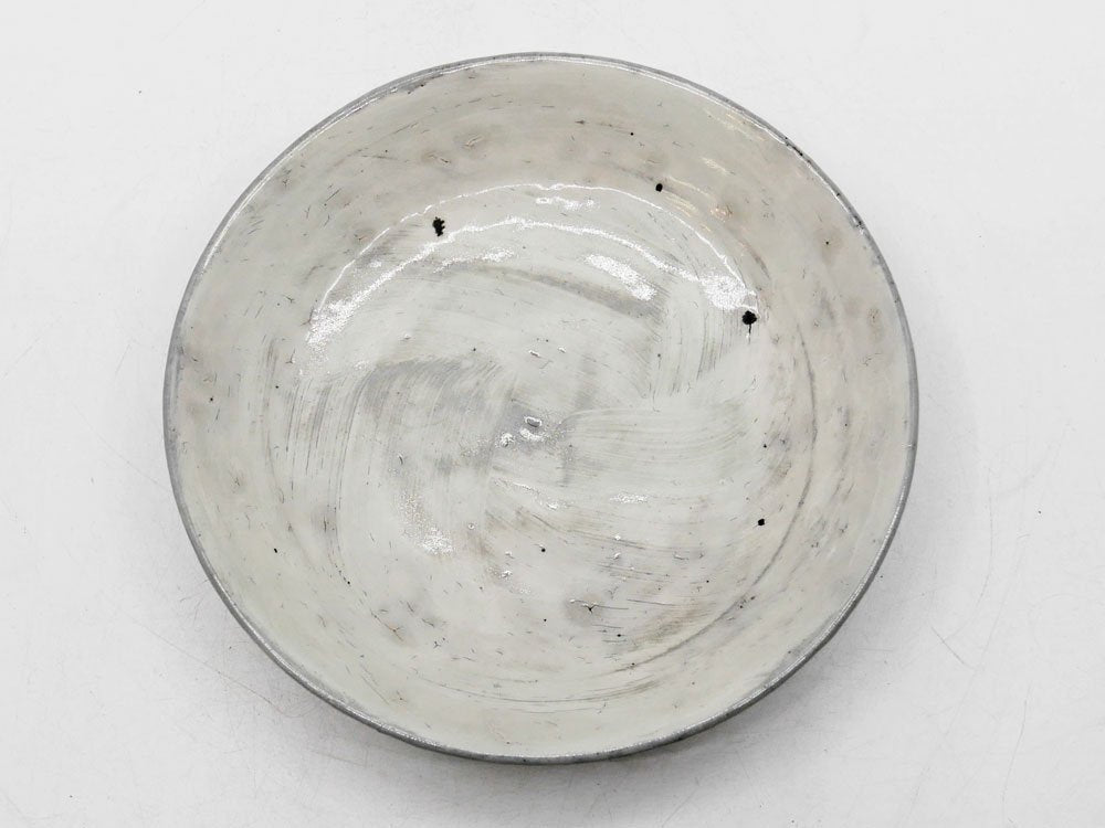 花岡隆 Yutaka Hanaoka 刷毛目 面取 皿 プレート 5寸 Φ15.5cm 現代作家 ●
