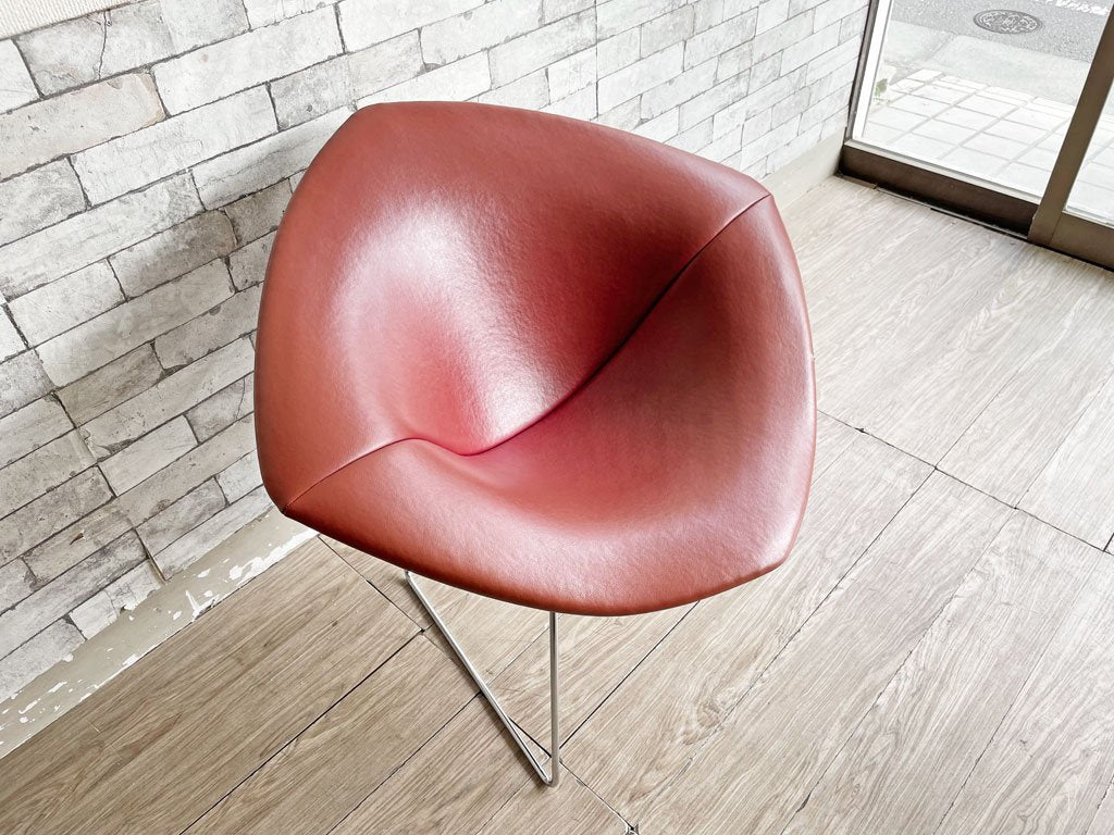 ノル Knoll ダイヤモンドチェア Diamond Chair フルカバーリング PVCレザー ブラウン ハリー ベルトイア ミッドセンチュリー B ●