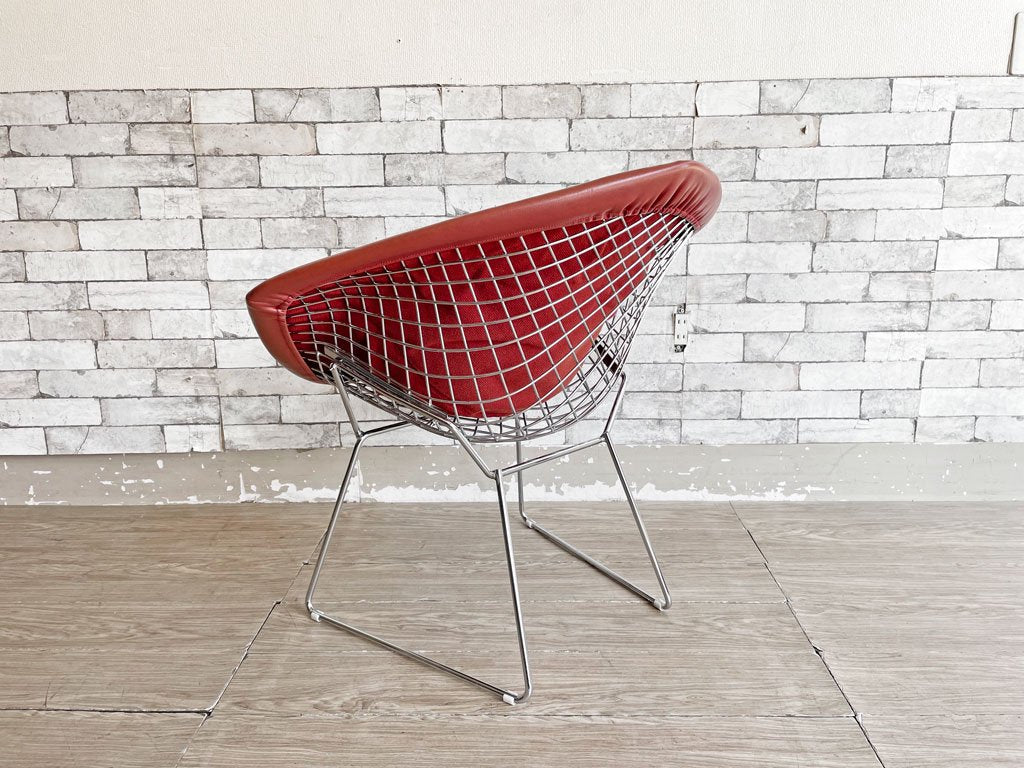 ノル Knoll ダイヤモンドチェア Diamond Chair フルカバーリング PVCレザー ブラウン ハリー ベルトイア ミッドセンチュリー A ●