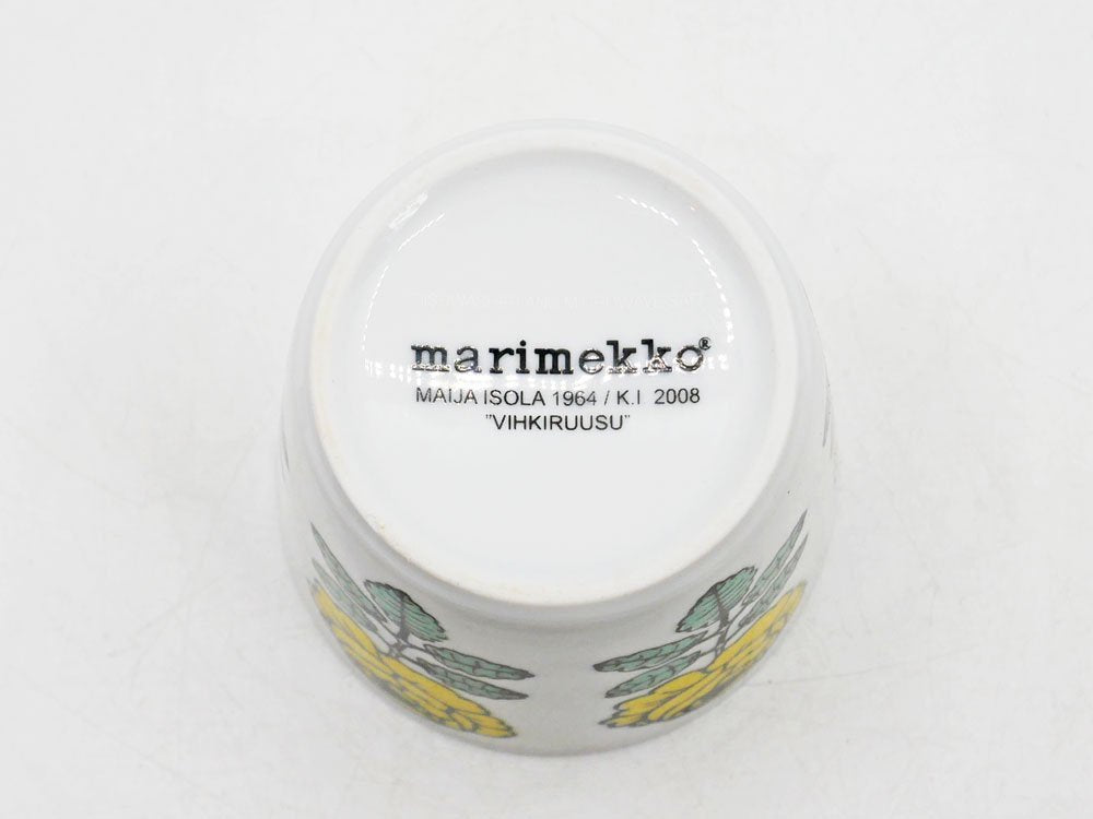 マリメッコ marimekko ヴィヒキルース VIHKIRUUSU ラテマグ イエロー 2008年 旧タイプ 廃番 希少 マイヤ・イソラ Maija Isola 北欧食器 ●