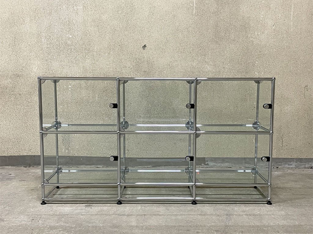 ユーエスエムハラー USM Haller モジュラーファニチャー Modular Furniture ハラーシステム ガラスキャビネット 2段3列 クリアガラス 〓