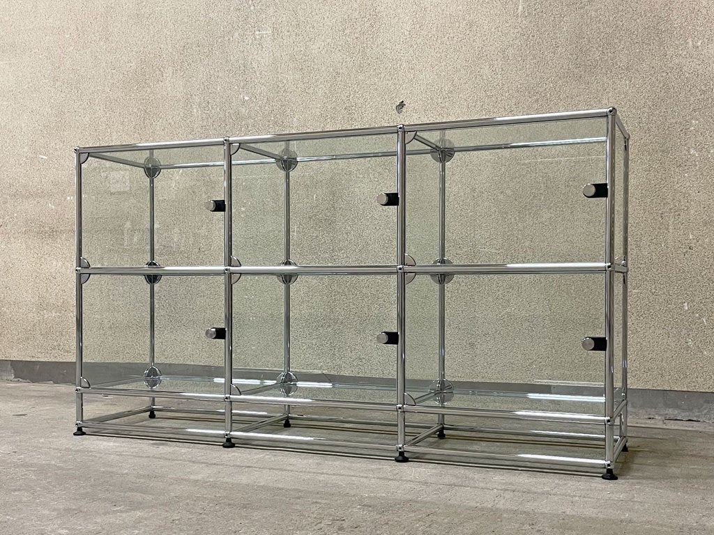 ユーエスエムハラー USM Haller モジュラーファニチャー Modular Furniture ハラーシステム ガラスキャビネット 2段3列 クリアガラス 〓