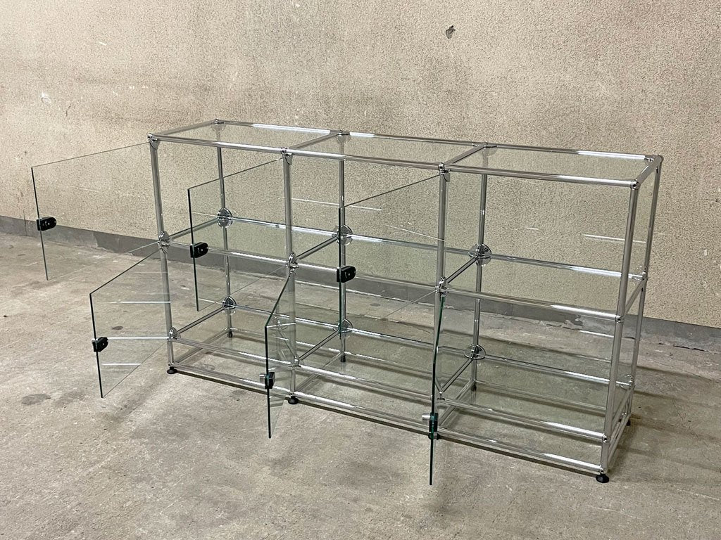 ユーエスエムハラー USM Haller モジュラーファニチャー Modular Furniture ハラーシステム ガラスキャビネット 2段3列 クリアガラス 〓