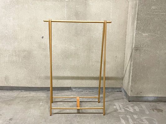 コサイン cosine ドレスラック ワイド Dress Rack Wide ハンガーラック 折畳 楢無垢材 オーク材 革ベルト付 旭川家具 定価 38,500円 〓