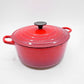 ルクルーゼ LE CREUSET ココットロンド 24cm チェリーレッド 両手鍋 鋳物 フランス 定価￥40,700- 現状特価品 ●