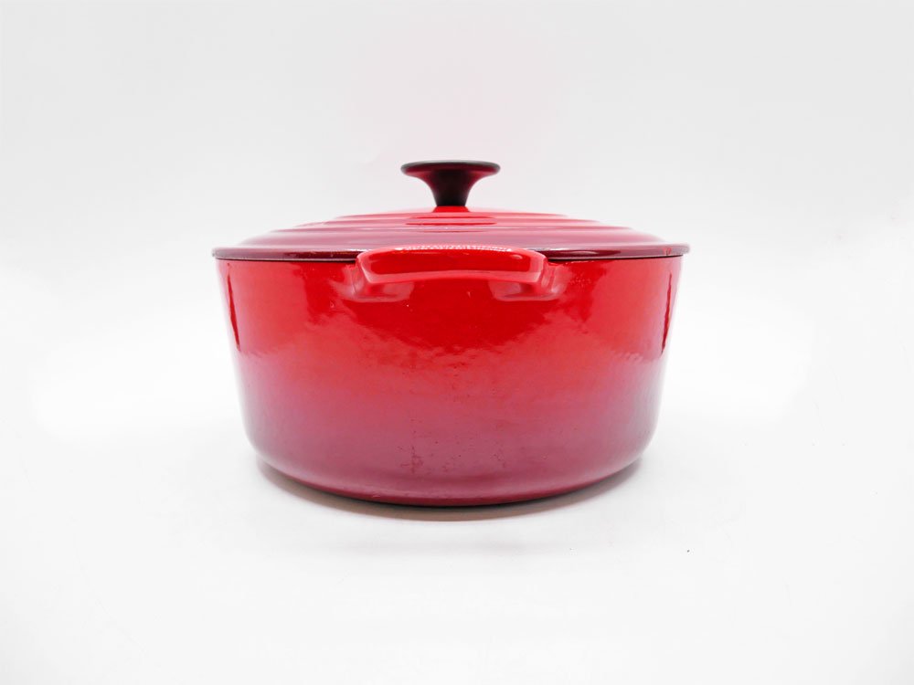 ルクルーゼ LE CREUSET ココットロンド 24cm チェリーレッド 両手鍋 鋳物 フランス 定価￥40,700- 現状特価品 ●