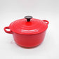 ルクルーゼ LE CREUSET ココットロンド 20cm チリレッド 廃番カラー 両手鍋 鋳物 フランス 参考定価￥33,000- ●