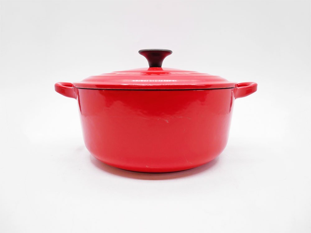 ルクルーゼ LE CREUSET ココットロンド 20cm チリレッド 廃番カラー 両手鍋 鋳物 フランス 参考定価￥33,000- ●