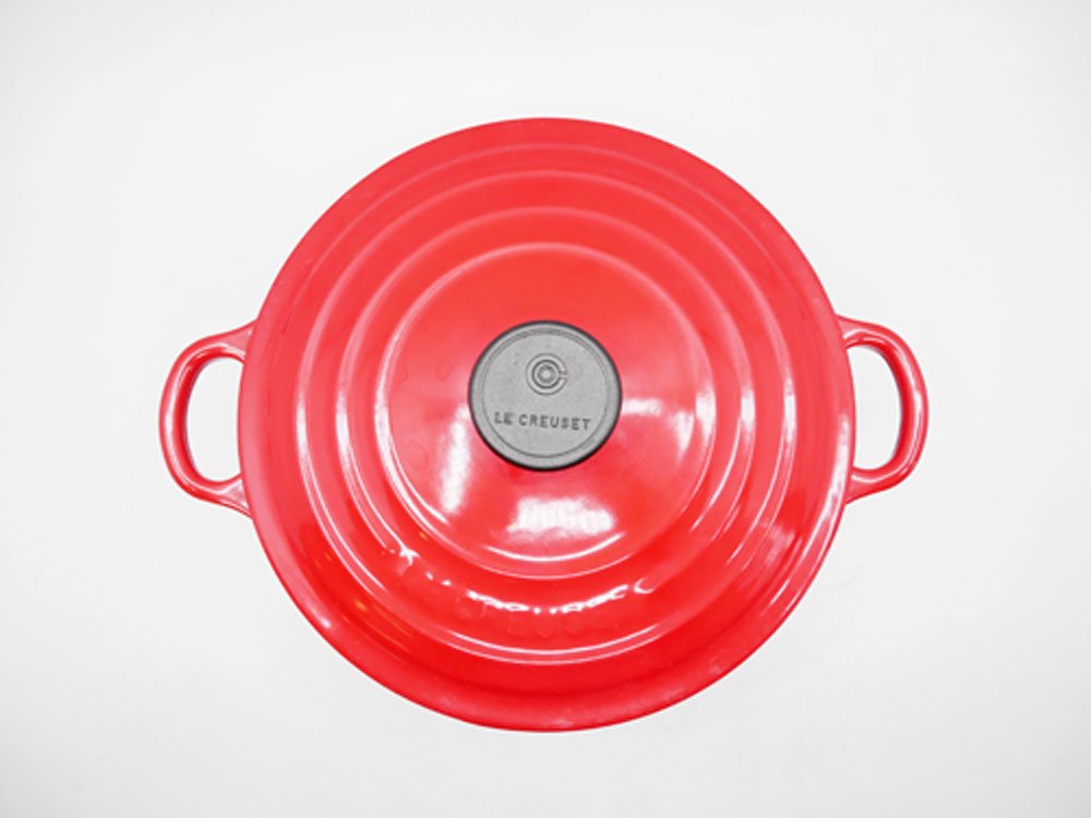 ルクルーゼ LE CREUSET ココットロンド 20cm チリレッド 廃番カラー 両手鍋 鋳物 フランス 参考定価￥33,000- ●