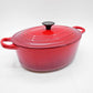 ルクルーゼ LE CREUSET ココットオーバル 25cm チェリーレッド 両手鍋 鋳物 フランス 定価￥37,400- ●