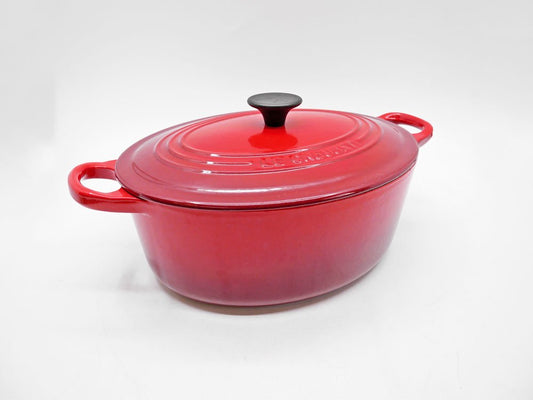 ルクルーゼ LE CREUSET ココットオーバル 25cm チェリーレッド 両手鍋 鋳物 フランス 定価￥37,400- ●