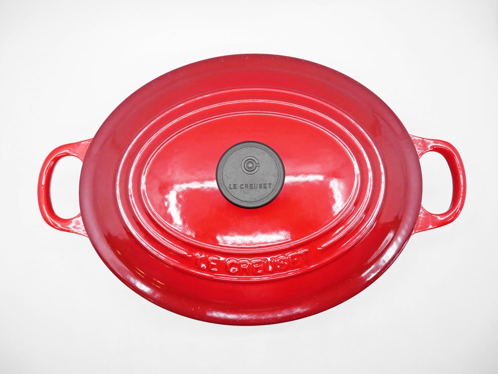 ルクルーゼ LE CREUSET ココットオーバル 25cm チェリーレッド 両手鍋 鋳物 フランス 定価￥37,400- ●