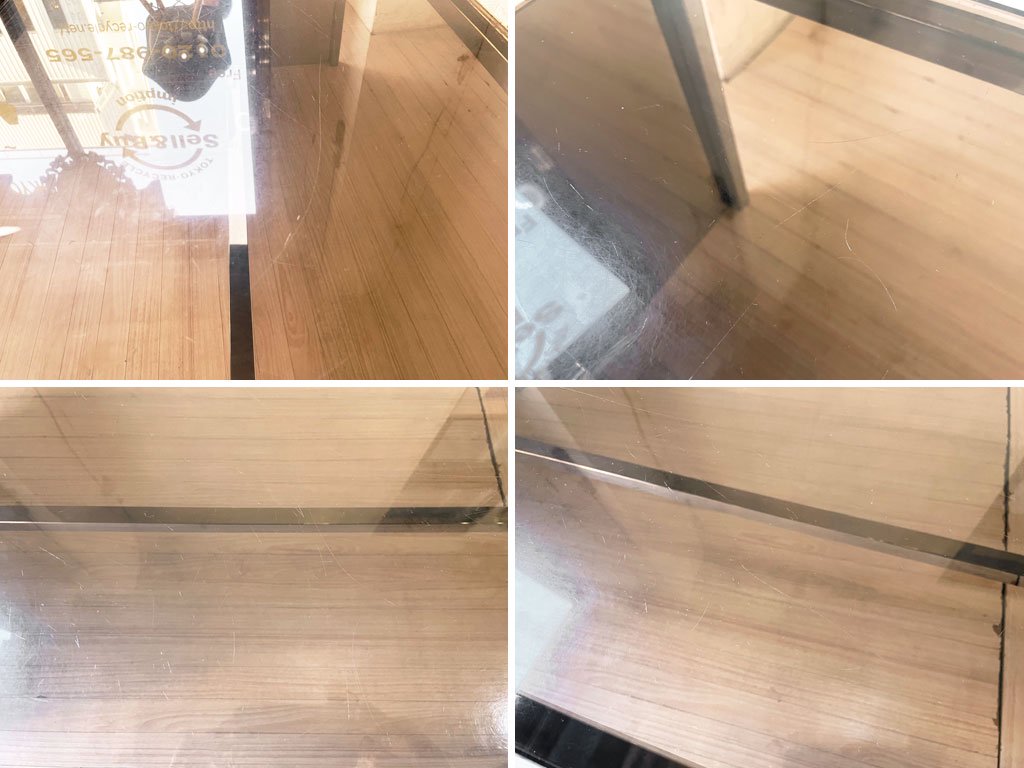 ホテル クラスカ Hotel CLASKA 備品 希少 オーダーメイド ガラス ローテーブル スモークガラス × ステンレス モダンデザイン インテンショナリーズ ★