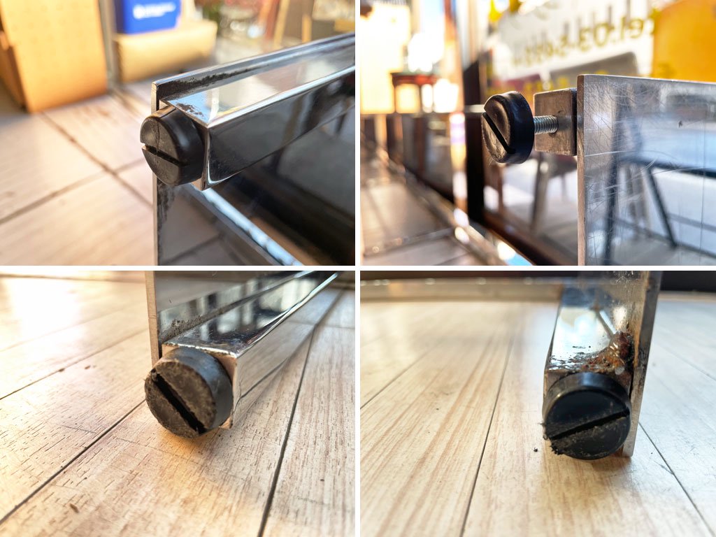 ホテル クラスカ Hotel CLASKA 備品 希少 オーダーメイド ガラス ローテーブル スモークガラス × ステンレス モダンデザイン インテンショナリーズ ★