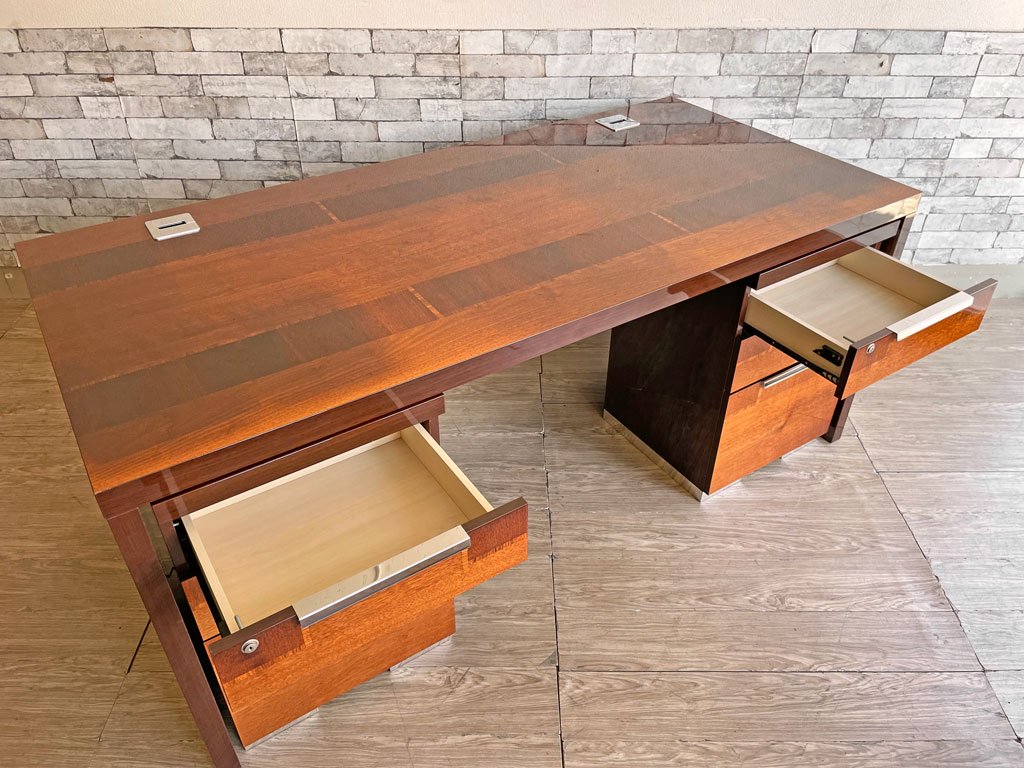 アルフ イタリア ALF ITALIA デスク デスクキャビネット セット 両袖机 W180cm ユーロカーサ取扱 モダン 鍵付 ●
