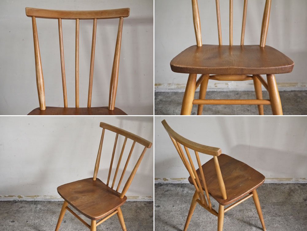 アーコール Ercol スティックバックチェア スピンドルチェア エルム材 UKビンテージ Vintage 英国家具 ■