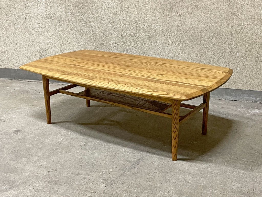 モモナチュラル Momo Natural ワイド ミドル テーブル WIDE FD MIDDLE TABLE コーヒーテーブル オーク無垢材 エレベーターテーブル リフトアップ 〓