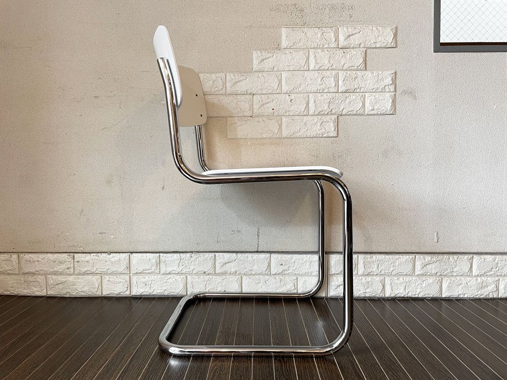 トーネット THONET バウハウス BAUHAUS S43 サイドチェア カンティレバー ホワイトラッカー マルト・スタム Mart Stam 参考定価￥74,690- B ◎