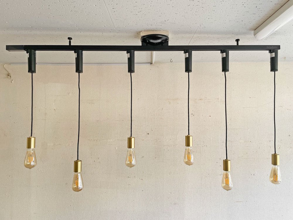 大光電機 DAIKO LED ペンダントライト DPN-41062Y 6灯 真鍮色 ＆ 簡易取付式 ダクトレール 計7点セット ブラック ●