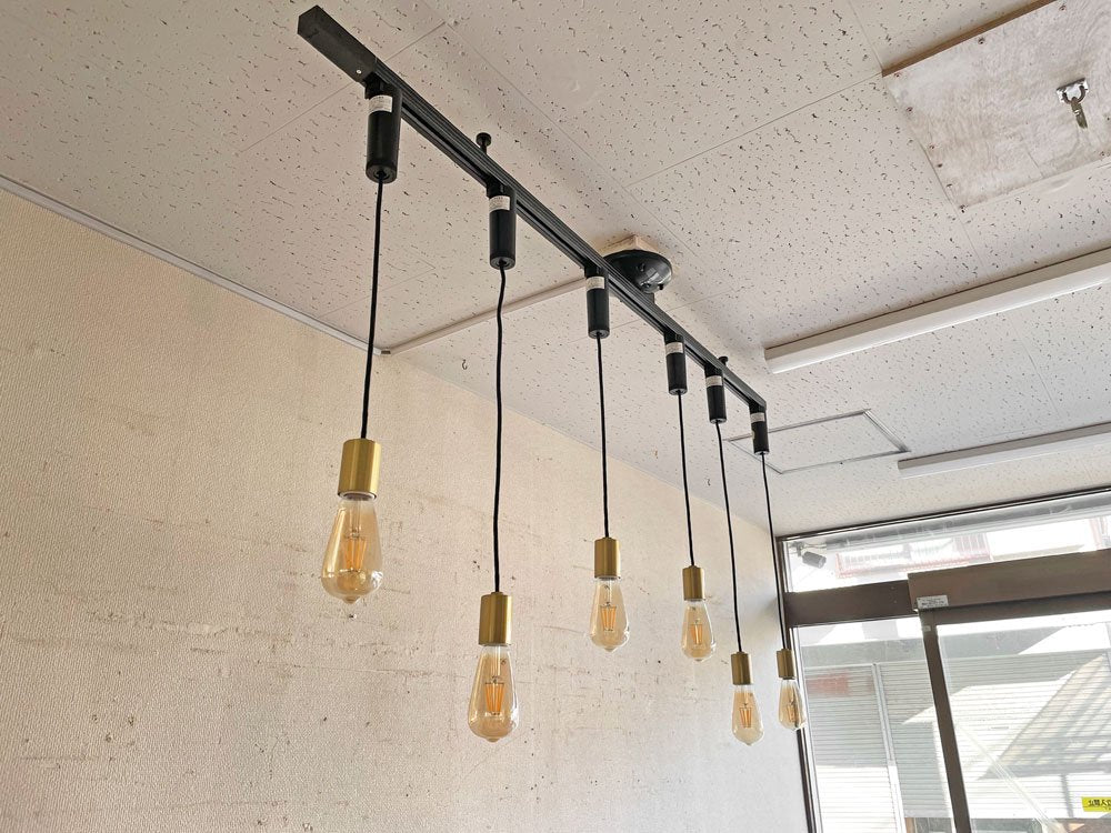 大光電機 DAIKO LED ペンダントライト DPN-41062Y 6灯 真鍮色 ＆ 簡易取付式 ダクトレール 計7点セット ブラック ●