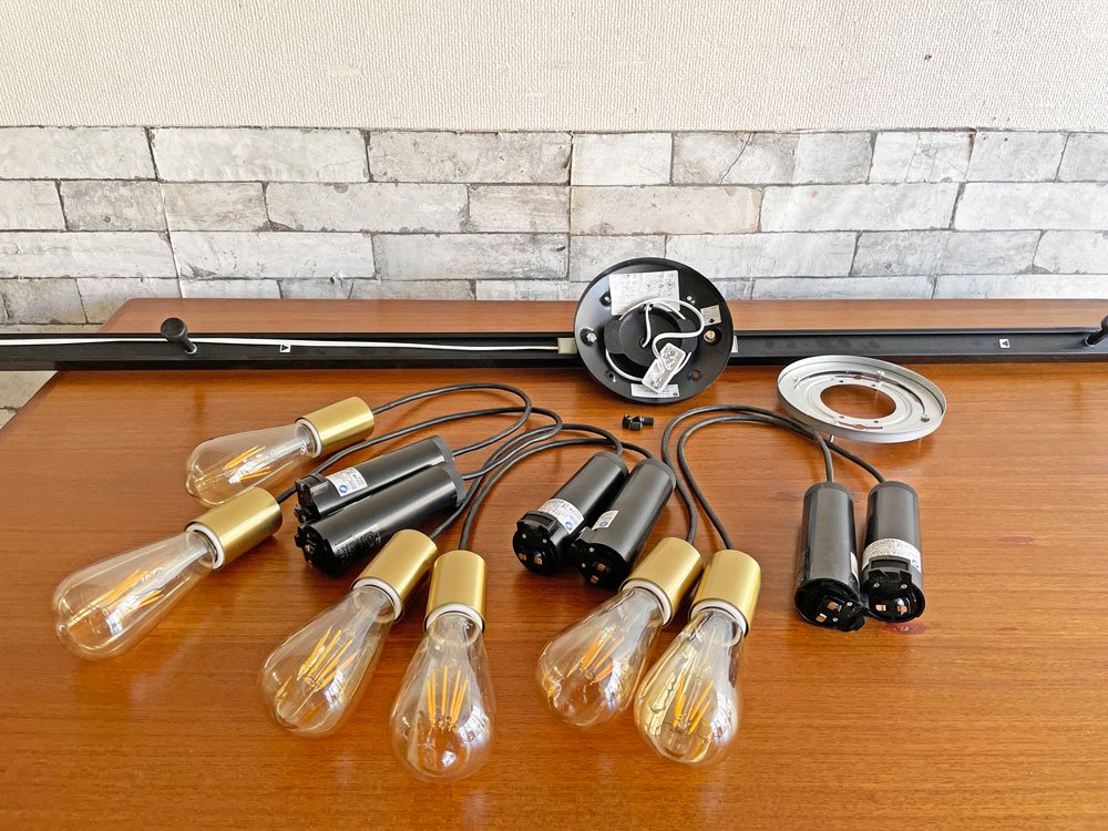 大光電機 DAIKO LED ペンダントライト DPN-41062Y 6灯 真鍮色 ＆ 簡易取付式 ダクトレール 計7点セット ブラック ●