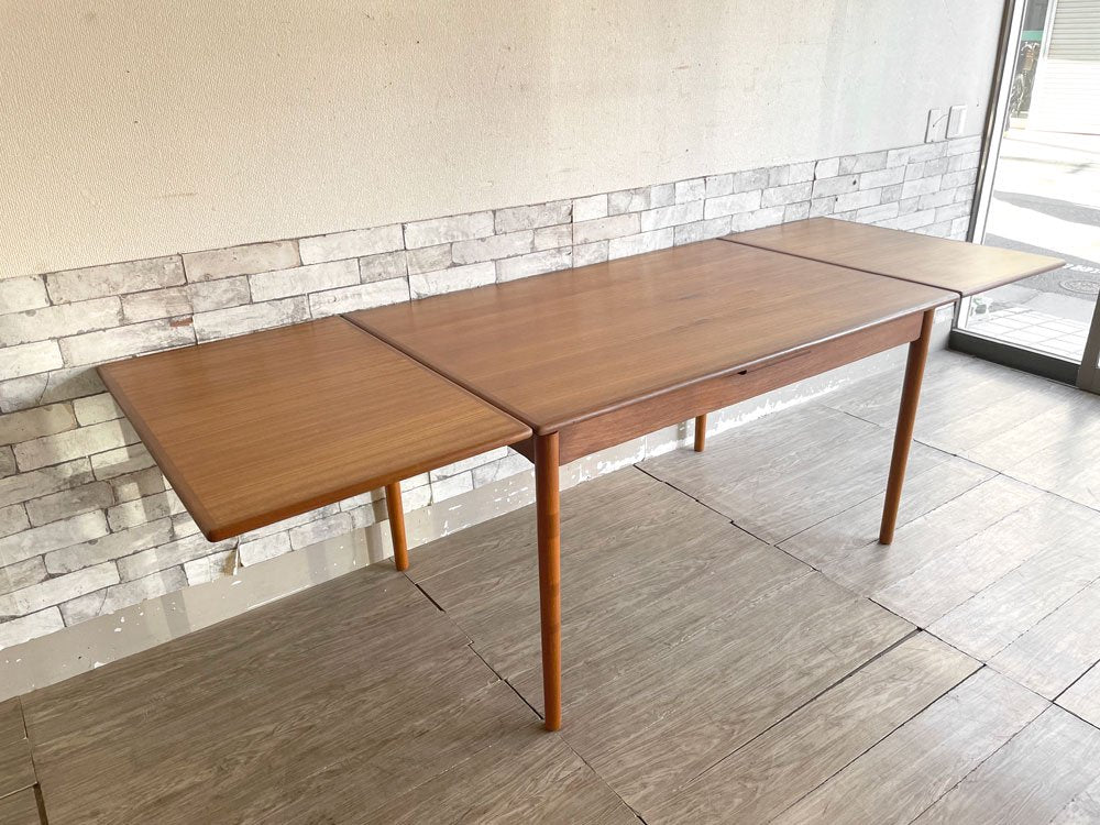 デンマークビンテージ Danish Vintage チーク材 エクステンション ダイニングテーブル W130・185・240cm 伸長式 北欧家具 ミッドセンチュリー ●