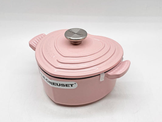 ルクルーゼ LE CREUSET ココットダムール 18cm シフォンピンク 廃番カラー シルバーツマミ 両手鍋 キャセロール 鋳物 フランス 箱付き 未使用品 ●