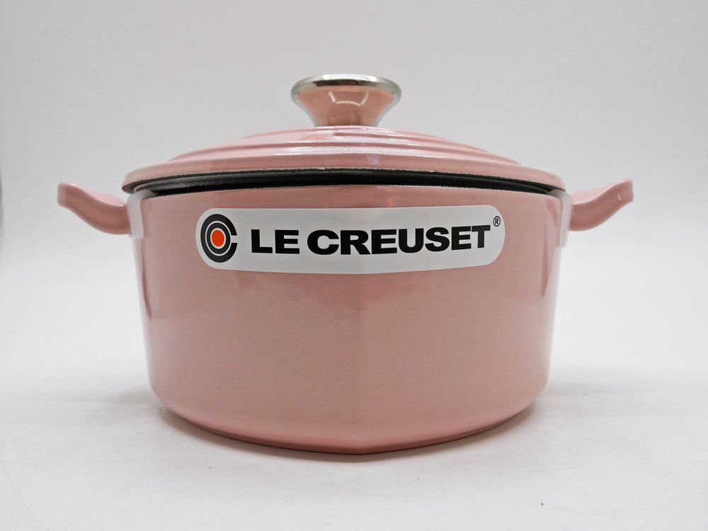 ルクルーゼ LE CREUSET ココットダムール 18cm シフォンピンク 廃番カラー シルバーツマミ 両手鍋 キャセロール 鋳物 フランス 箱付き 未使用品 ●