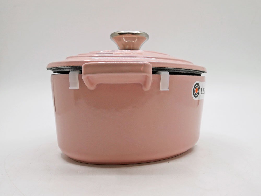 ルクルーゼ LE CREUSET ココットダムール 18cm シフォンピンク 廃番カラー シルバーツマミ 両手鍋 キャセロール 鋳物 フランス 箱付き 未使用品 ●