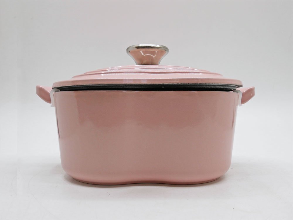 ルクルーゼ LE CREUSET ココットダムール 18cm シフォンピンク 廃番カラー シルバーツマミ 両手鍋 キャセロール 鋳物 フランス 箱付き 未使用品 ●