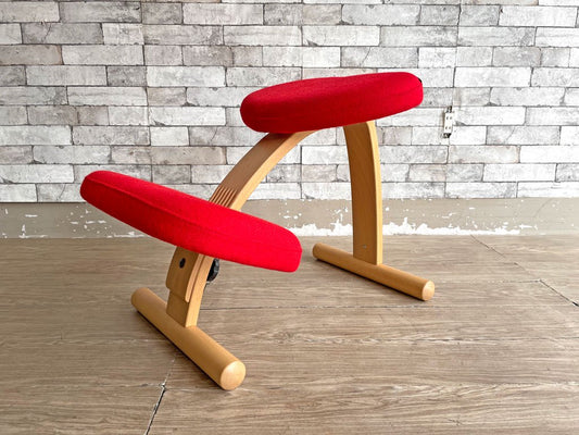 リボ RYBO バランスイージー Balans EASY デスクチェア バランスチェア 学習椅子 姿勢矯正 レッド ブナ材 北欧 ノルウェー ●