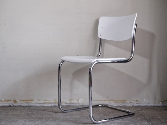 トーネット THONET バウハウス BAUHAUS S43 サイドチェア カンティレバー ホワイトラッカー マルト・スタム Mart Stam B ■