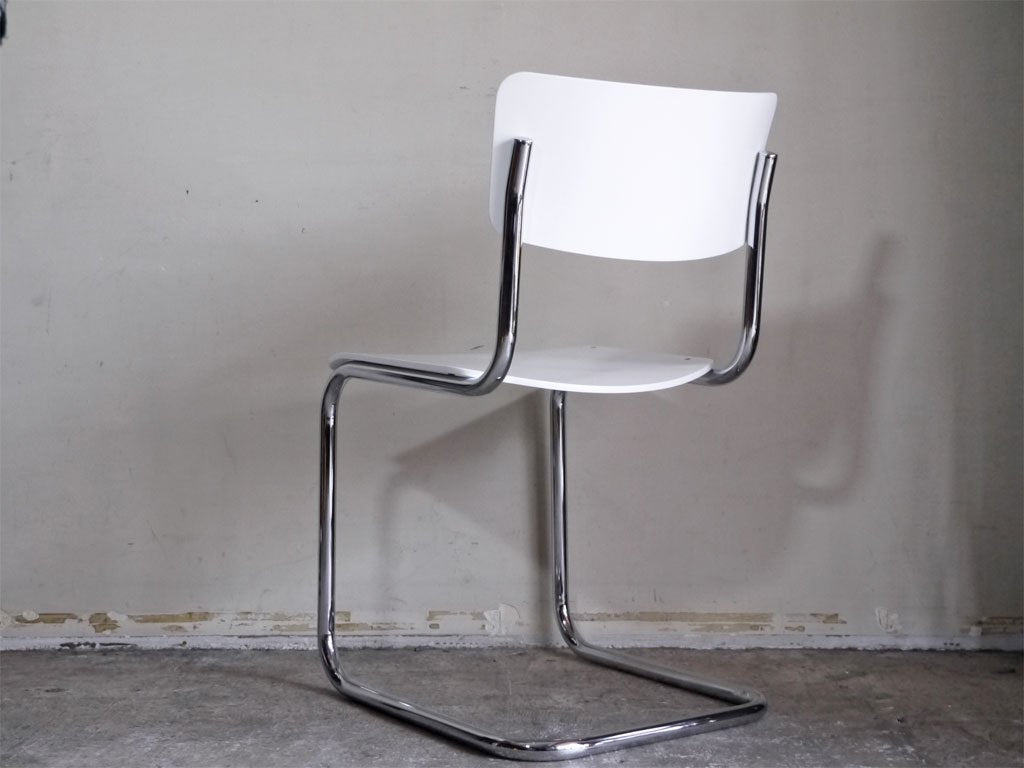 トーネット THONET バウハウス BAUHAUS S43 サイドチェア カンティレバー ホワイトラッカー マルト・スタム Mart Stam B ■