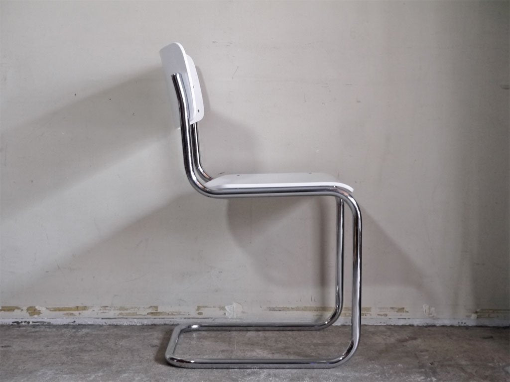 トーネット THONET バウハウス BAUHAUS S43 サイドチェア カンティレバー ホワイトラッカー マルト・スタム Mart Stam A ■