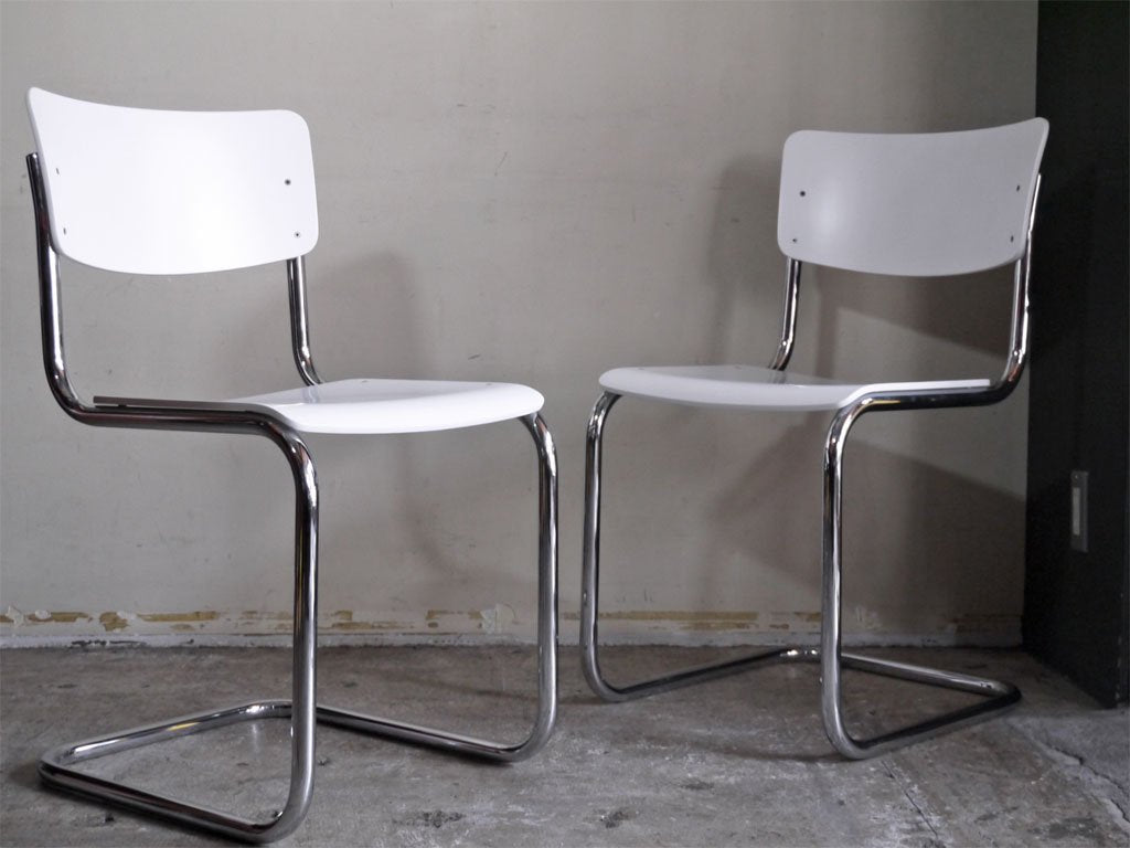 トーネット THONET バウハウス BAUHAUS S43 サイドチェア カンティレバー ホワイトラッカー マルト・スタム Mart Stam A ■