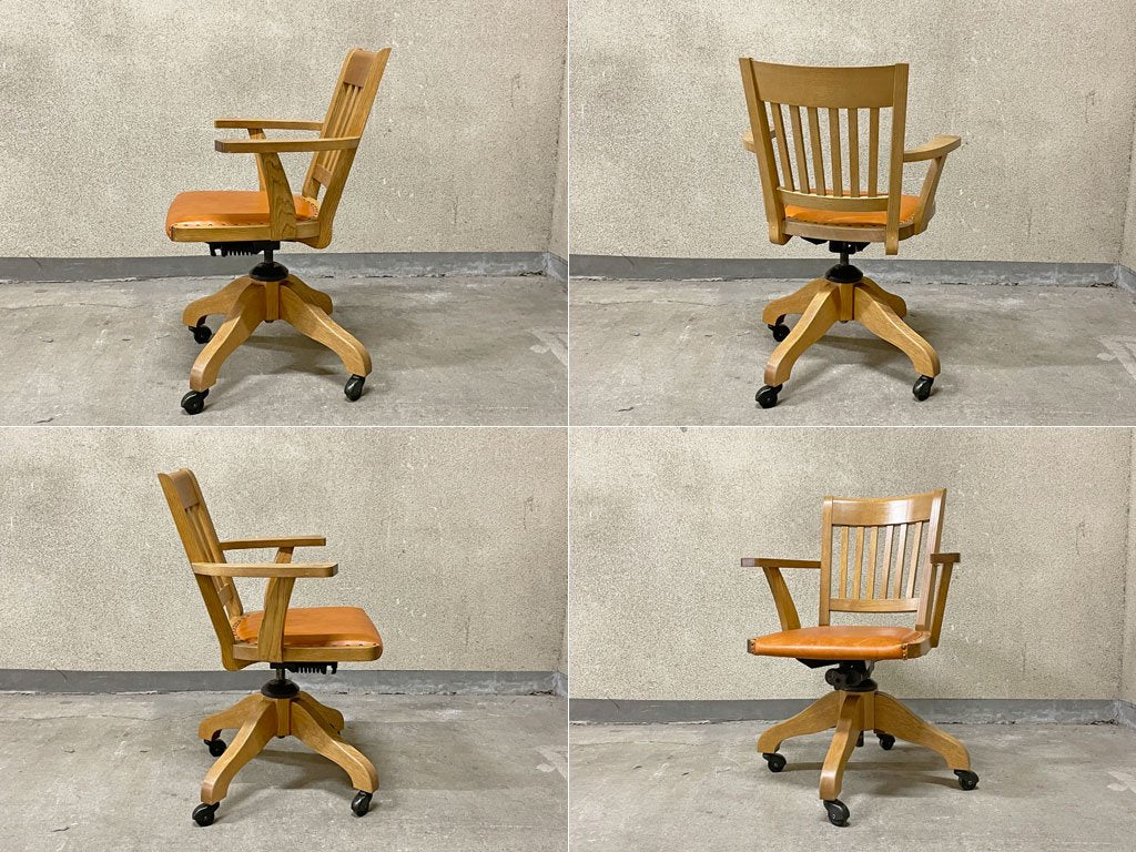 パシフィックファニチャーサービス Pacific furniture service P.F.S クラークチェア Clerk Chair オーク材 楢無垢材 リクライニング機能 定価 19.8万 〓