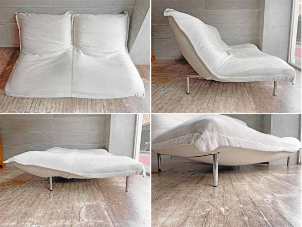 リーンロゼ ligne roset カラン CALIN 2Pソファ カバーリング ファブリックシート ベージュカラー ギャッジ付 リクライニング スチールレッグ パスカル・ムールグ♪