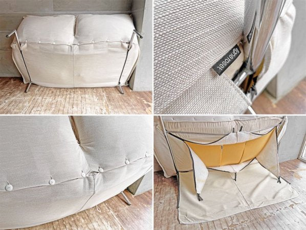 リーンロゼ ligne roset カラン CALIN 2Pソファ カバーリング ファブリックシート ベージュカラー ギャッジ付 リクライニング スチールレッグ パスカル・ムールグ♪