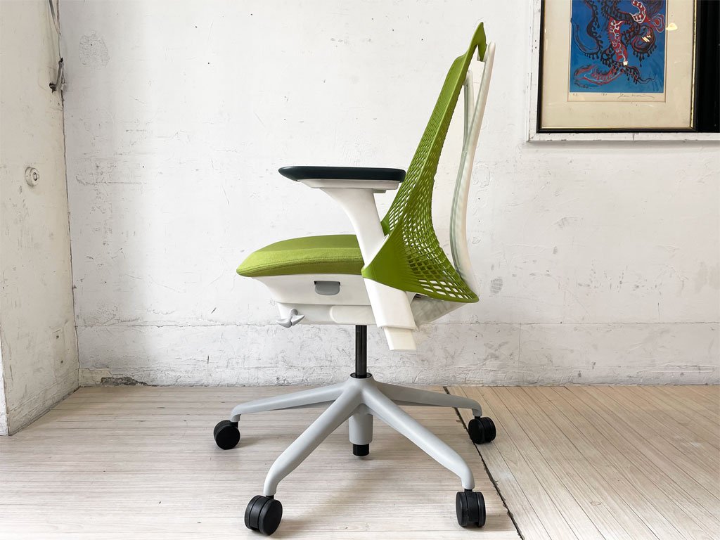 ハーマンミラー Herman Miller セイルチェア SAYL CHAIR ミドルバック オフィスチェア デスクチェア ホワイトフレーム グリーン   ★