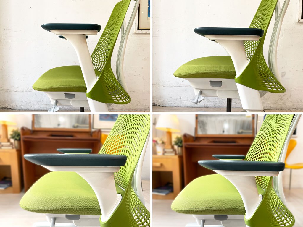 ハーマンミラー Herman Miller セイルチェア SAYL CHAIR ミドルバック オフィスチェア デスクチェア ホワイトフレーム グリーン   ★