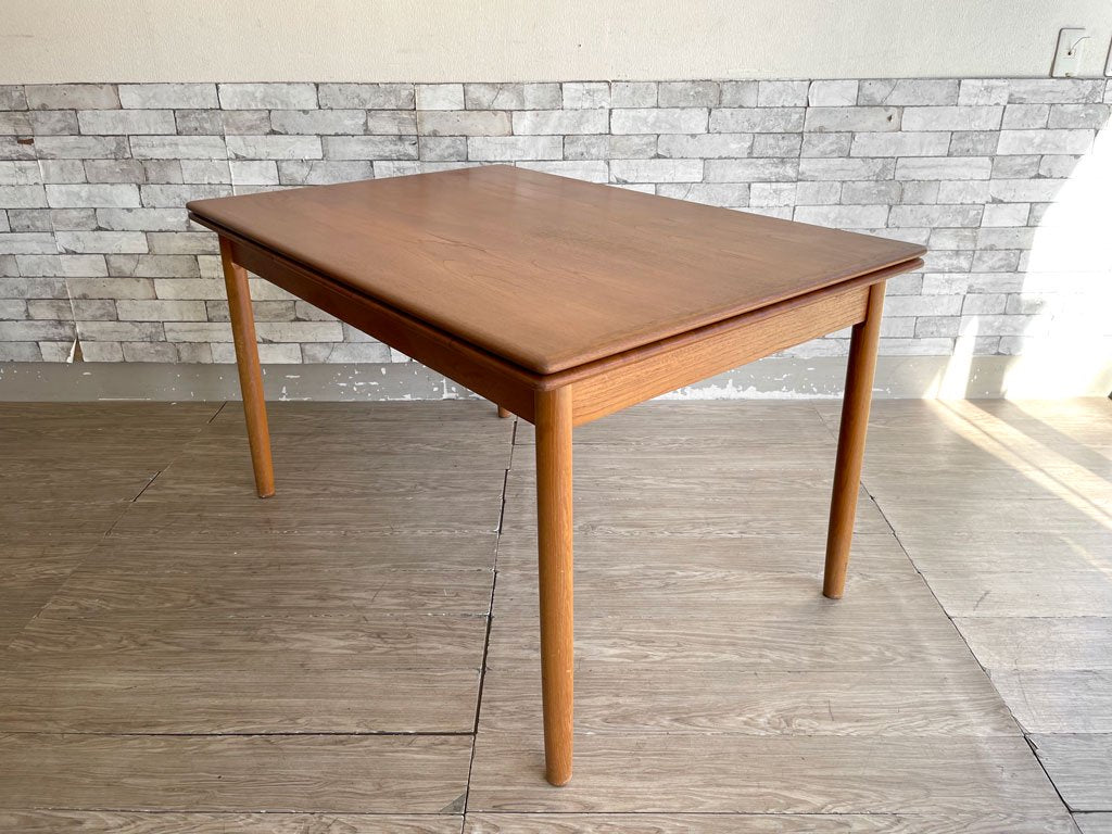 デンマークビンテージ Danish Vintage エクステンション ダイニングテーブル チーク材 伸長式 北欧家具 ●