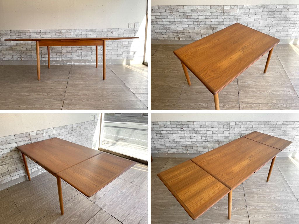 デンマークビンテージ Danish Vintage エクステンション ダイニングテーブル チーク材 伸長式 北欧家具 ●