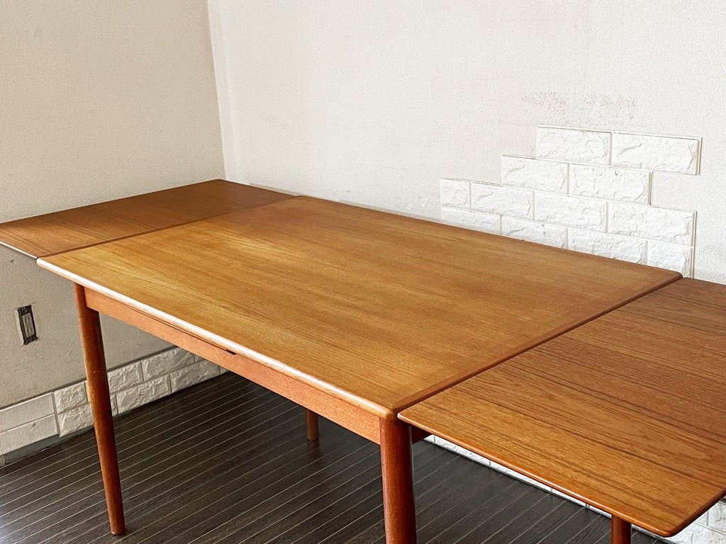 北欧ビンテージ Scandinavian Vintage チーク材 エクステンション ダイニングテーブル W120-162-204cm 伸長式 北欧家具 ◎