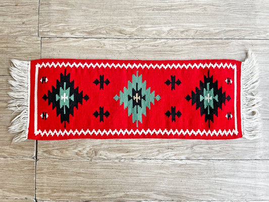 USビンテージ Vintage ナバホ ラグ Navajo Rug 30×82cm ウール アイダズラー ネイティブアメリカン ●