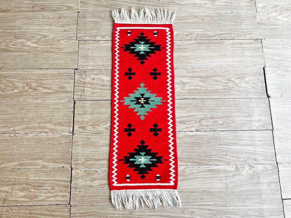 USビンテージ Vintage ナバホ ラグ Navajo Rug 30×82cm ウール アイダズラー ネイティブアメリカン ●