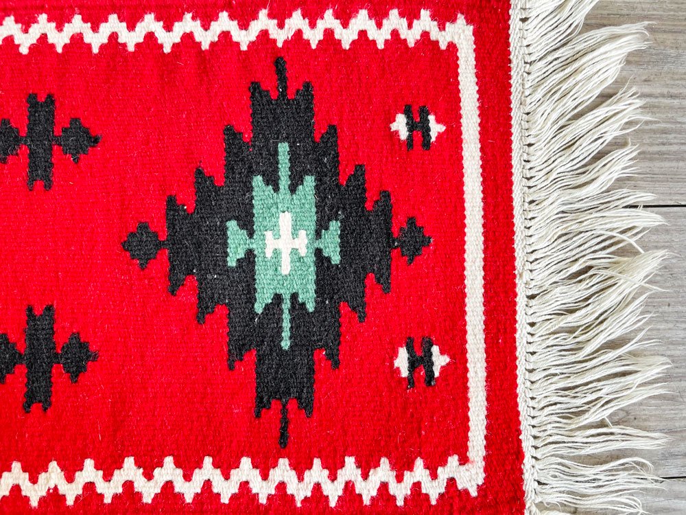 USビンテージ Vintage ナバホ ラグ Navajo Rug 30×82cm ウール アイダズラー ネイティブアメリカン ●