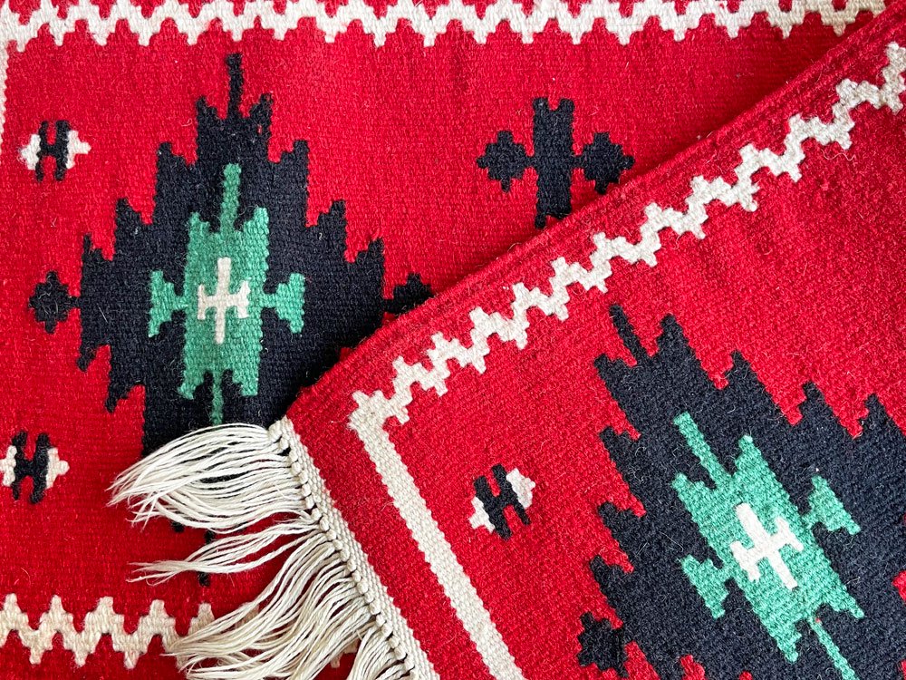 USビンテージ Vintage ナバホ ラグ Navajo Rug 30×82cm ウール アイダズラー ネイティブアメリカン ●