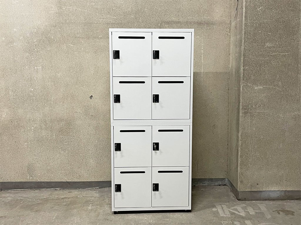 エムテックス スチールパーソナルロッカー Steel Personal Locker 2個セット 8人用 シリンダー錠式+ダイヤルロック付 ホワイト 日本製 B 〓