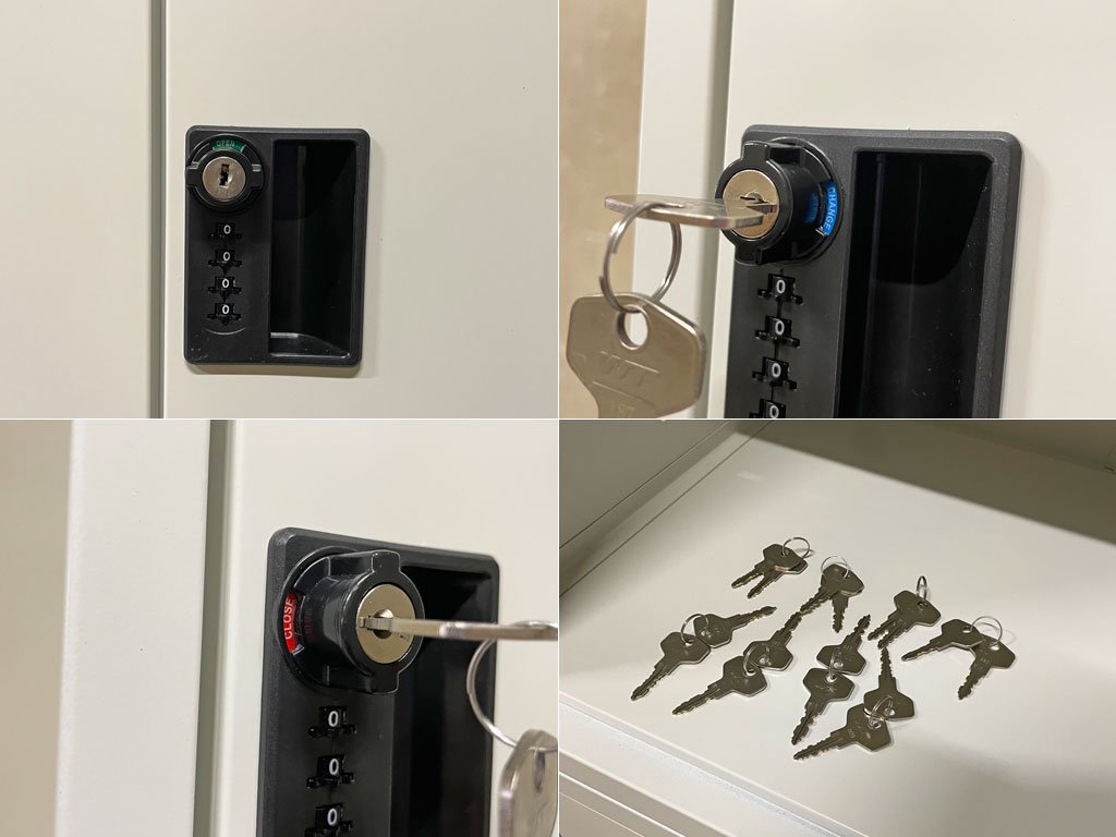 エムテックス スチールパーソナルロッカー Steel Personal Locker 2個セット 8人用 シリンダー錠式+ダイヤルロック付 ホワイト 日本製 B 〓